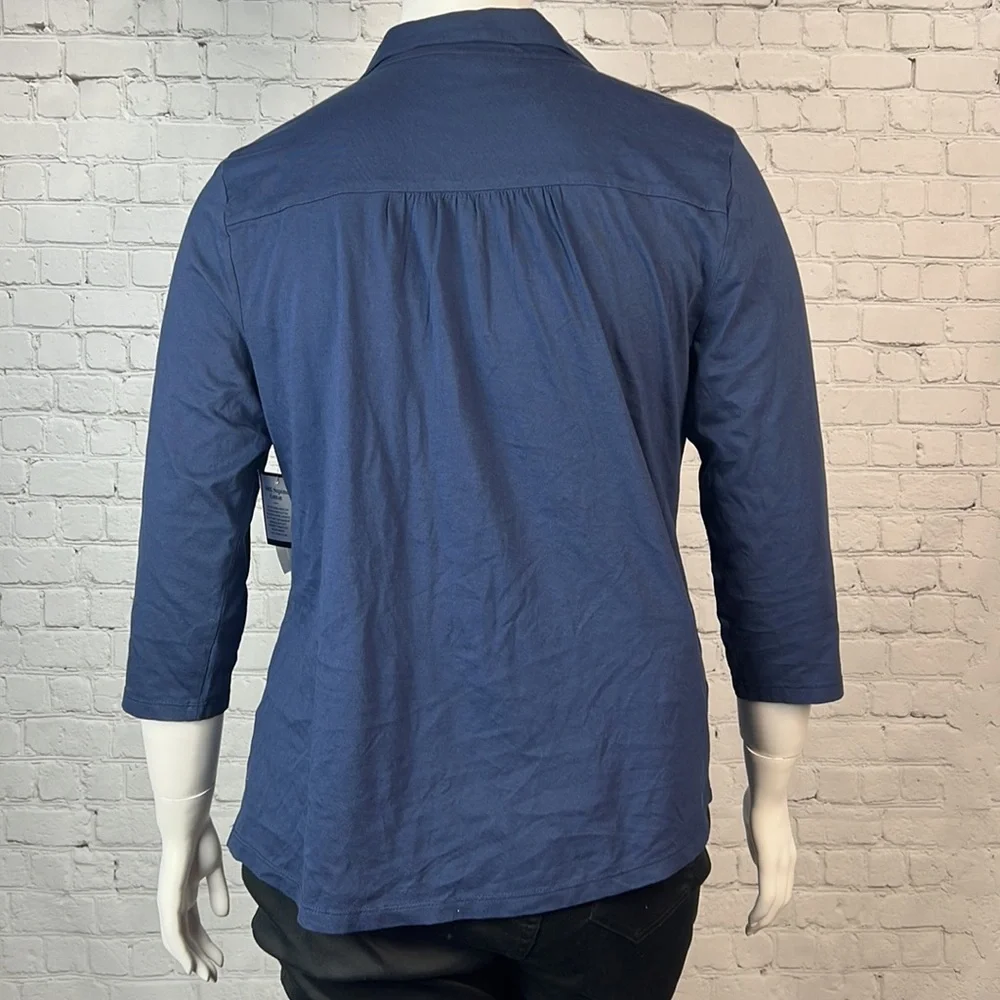Charter Club Navy Knit Polo Shirt Plus Size XXL - Picture 3 of 7
